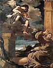 Guercino Wall Art - St Francis with an Angel Playing Violin